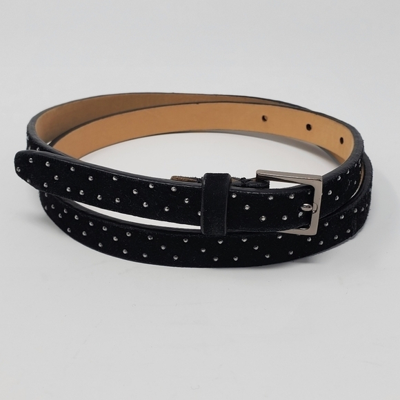 J. CREW BLACK SUEDE SKINNY BELT RHINESTONE EMBELLISHED WOMEN SIZE SMALL - Picture 1 of 13